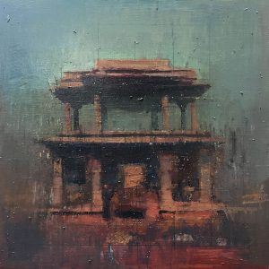 Two story building II. Óleo y mixta sobre tabla 30x30cm. 2017, HAMPI, Daniel Franca.